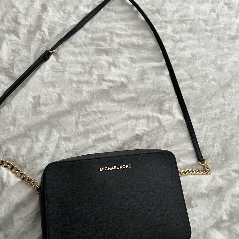 Michael Kors Black Crossbody with Gold Chain